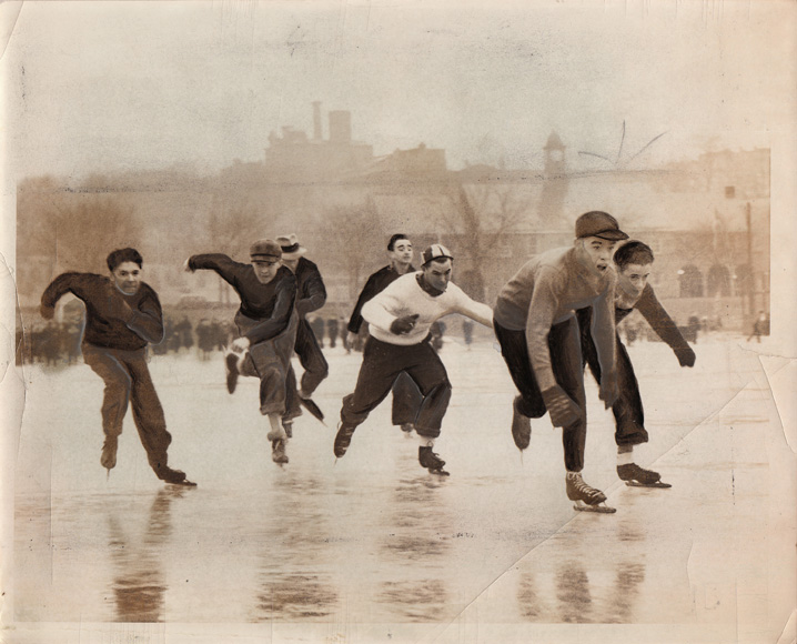 Ice skating race on Lincoln Park Pool, Albany NY