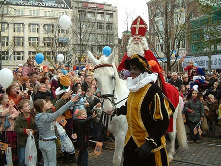 Dutch Children Greet Sinterklaas And Zwarte Piet