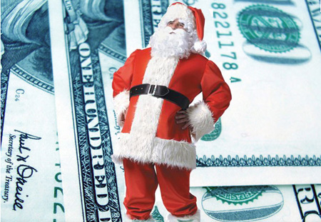 Santa and Hundred Dollar Bills
