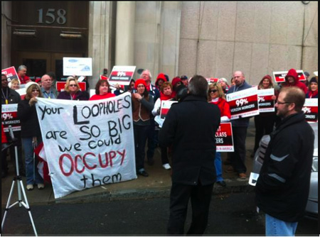 Citizen Action Leads A Protest Against Tax-Dodging Verizon Corporation, February In Albany