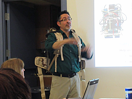 Brian Frank Demonstrates The Air Quality Monitoring Backpack