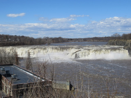 Cohoes Falls, April 2017, Hydro Power Plant At Left