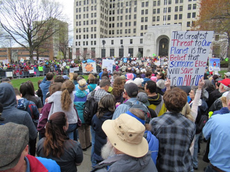 Had To Rudely Push Through The Dense Crowd To Get Near The Speakers, Earth Day Science March, Albany NY