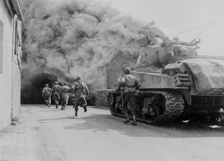 U.S. Liberal Antifa Infantry Charge Into Battle against German Nazis, April 1945