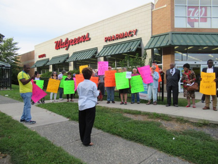 Mostly South End Citizens In Front Of The Illegally Spot Zoned Walgreens On Holland Avenue Protesting The Closing Of The Rite Aid On South Pearl Street