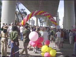 April, 2003: Hayes Valley Neighbors Celebrate The Impending Demise Of The Horror Above Their Heads